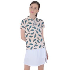 Background Palm Leaves Pattern Women s Polo T-shirt