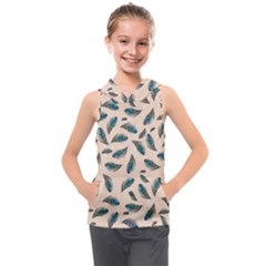 Background Palm Leaves Pattern Kids  Sleeveless Hoodie by Maspions