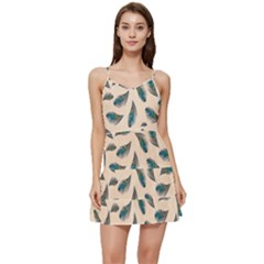 Background Palm Leaves Pattern Short Frill Dress