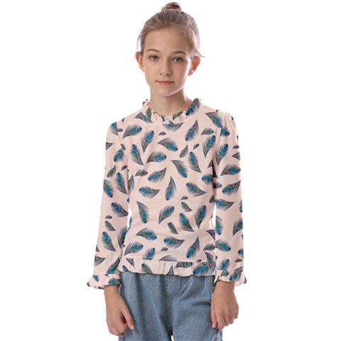 Background Palm Leaves Pattern Kids  Frill Detail T-shirt by Maspions