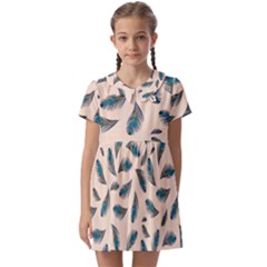 Background Palm Leaves Pattern Kids  Asymmetric Collar Dress