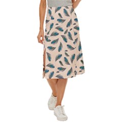 Background Palm Leaves Pattern Midi Panel Skirt by Maspions