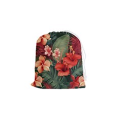 Tropical Flower Bloom Drawstring Pouch (small)