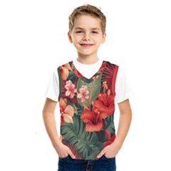 Tropical Flower Bloom Kids  Basketball Tank Top