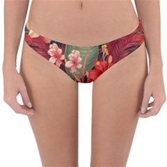 Tropical Flower Bloom Reversible Hipster Bikini Bottoms