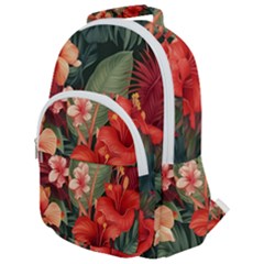 Tropical Flower Bloom Rounded Multi Pocket Backpack