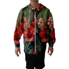 Tropical Flower Bloom Kids  Hooded Windbreaker