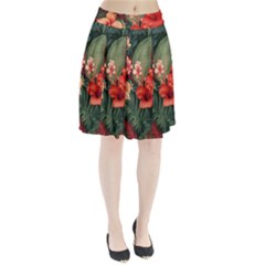 Tropical Flower Bloom Pleated Skirt