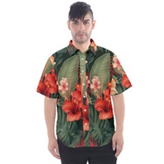 Tropical Flower Bloom Men s Short Sleeve Shirt