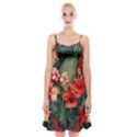 Tropical Flower Bloom Spaghetti Strap Velvet Dress View1