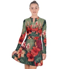 Tropical Flower Bloom Long Sleeve Panel Dress by Maspions