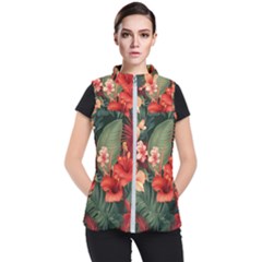 Tropical Flower Bloom Women s Puffer Vest