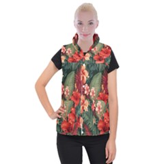 Tropical Flower Bloom Women s Button Up Vest