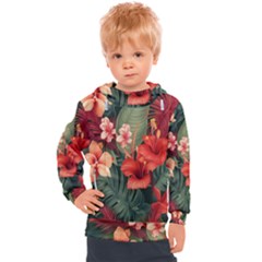 Tropical Flower Bloom Kids  Hooded Pullover