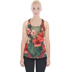 Tropical Flower Bloom Piece Up Tank Top