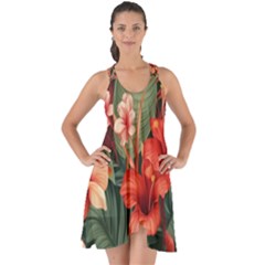 Tropical Flower Bloom Show Some Back Chiffon Dress