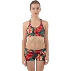 Tropical Flower Bloom Back Web Gym Set