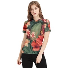 Tropical Flower Bloom Women s Short Sleeve Rash Guard