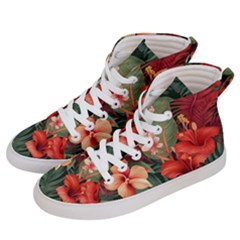 Tropical Flower Bloom Men s Hi-top Skate Sneakers