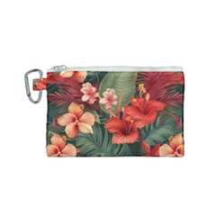 Tropical Flower Bloom Canvas Cosmetic Bag (small)