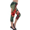 Tropical Flower Bloom Lightweight Velour Capri Leggings  View4