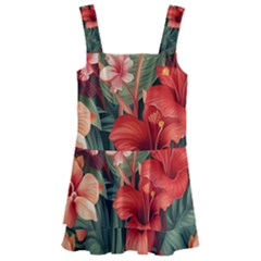 Tropical Flower Bloom Kids  Layered Skirt Swimsuit