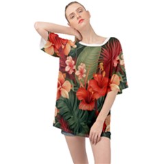 Tropical Flower Bloom Oversized Chiffon Top