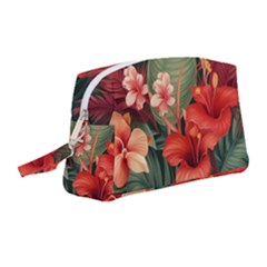 Tropical Flower Bloom Wristlet Pouch Bag (medium)