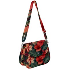 Tropical Flower Bloom Saddle Handbag