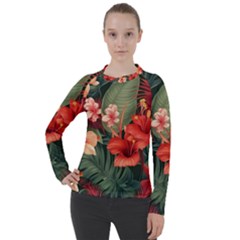 Tropical Flower Bloom Women s Pique Long Sleeve T-shirt