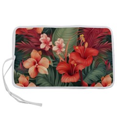 Tropical Flower Bloom Pen Storage Case (l)