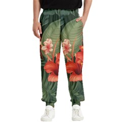 Tropical Flower Bloom Men s Elastic Waist Pants