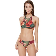 Tropical Flower Bloom Banded Triangle Bikini Set