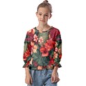 Tropical Flower Bloom Kids  Cuff Sleeve Top View1