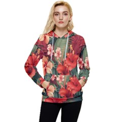 Tropical Flower Bloom Women s Lightweight Drawstring Hoodie