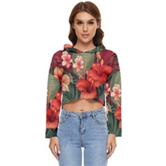 Tropical Flower Bloom Women s Lightweight Cropped Hoodie