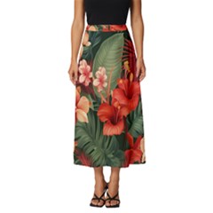 Tropical Flower Bloom Classic Midi Chiffon Skirt