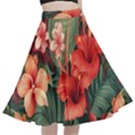 Tropical Flower Bloom A-Line Full Circle Midi Skirt With Pocket View1