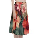 Tropical Flower Bloom A-Line Full Circle Midi Skirt With Pocket View3