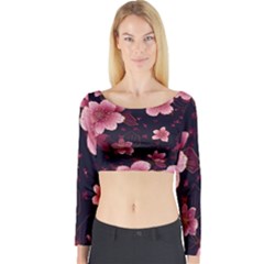 Flower Sakura Bloom Long Sleeve Crop Top