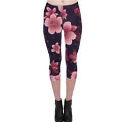 Flower Sakura Bloom Capri Leggings 