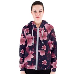 Flower Sakura Bloom Women s Zipper Hoodie