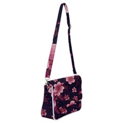 Flower Sakura Bloom Shoulder Bag With Back Zipper