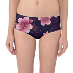 Flower Sakura Bloom Mid-waist Bikini Bottoms by Maspions