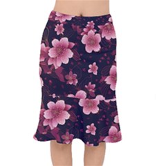 Flower Sakura Bloom Short Mermaid Skirt by Maspions