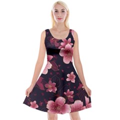 Flower Sakura Bloom Reversible Velvet Sleeveless Dress