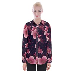 Flower Sakura Bloom Womens Long Sleeve Shirt