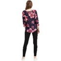 Flower Sakura Bloom Chiffon Quarter Sleeve Blouse View2