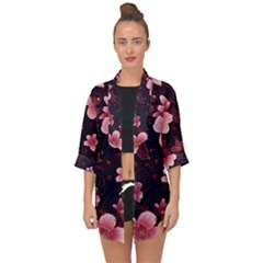 Flower Sakura Bloom Open Front Chiffon Kimono by Maspions