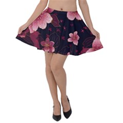 Flower Sakura Bloom Velvet Skater Skirt